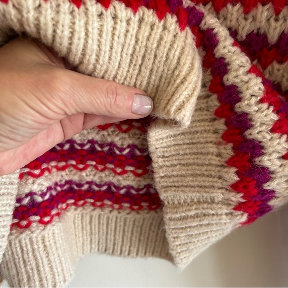 Rebecca Minkoff Red Stripe Chunky Knit Wool Blend Sweater Size Med - Picture 14 of 16